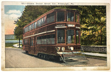 Double Decker Street Car Pittsburgh PA Postcard 1929 Postmark picture