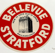 c1960s Bellevue-Stratford Hotel Luggage Label Sticker Philadelphia Pennsylvania picture