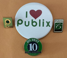 Publix Super Market Vintage Employee pin Lot of 4 /we’re shopping is a pleasure picture