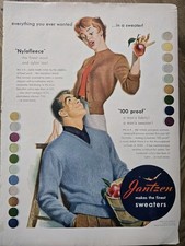 1950 Women's Men's Jantzen Sweaters vintage fashion art Ad picture