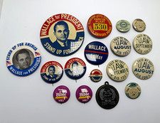Vintage Lot of Political & Union Pins George Wallace for President UAW Buttons⁠ picture