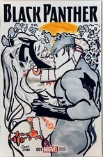 Black Panther #1 (2016) - Sketch Storm & T'Challa Original Art by Tyler Boss COA picture