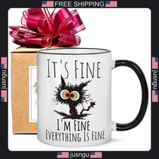 Funny Cat Coffee Mug 11oz Ceramic Gift for Cat Lovers, Novelty Tea Cup picture