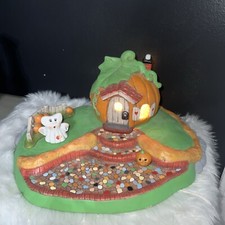 Halloween VTG Ceremic Pumpkin Patch Light Up Table Top One Of A Kind Handmade picture
