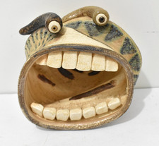 SIGNED John Raggio Studio Art Pottery Mouth Face Bowl Wall Hanging Folk Art picture
