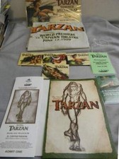 VTG DISNEY WORLD PREMIERE TARZAN SHOWING TARZAN T SHIRT & ATTENDING PACKAGE RARE picture