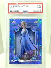 2024 Topps Chrome Disney Elsa Sapphire Blue Refractor SP Frozen COLOR MATCH PSA9 picture