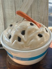 Large Vintage Treasure Craft Cookie Jar ice cream bowl & spoon picture
