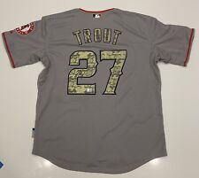 Mike Trout Signed Jersey w/COA. Camo #27 Los Angeles Angels Majestic Jersey. picture