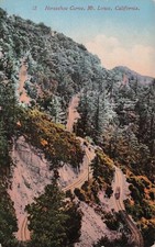 Los Angeles Mt Lowe Railroad Train to observatory astronomy Vtg Postcard H33 picture