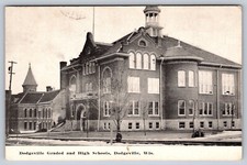 VTG Dodgeville WI Graded High School Postcard Vintage RPPC Postmarked 1911 Stamp picture