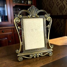 Vintage Ornate Brass Picture Frame Art Nouveau Hollywood Regency Scrolled 5x7 picture