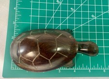 Artisan Hand Carved Turtle Mahogany Solid Wood Turtle Figurine 5 inches Beach picture