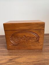 Vintage Wooden Recipe Box Holder With Hand Written And Clipped Recipes picture