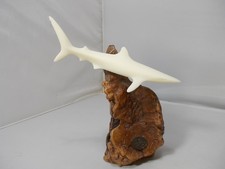 Vintage John Perry Great White Shark Sculpture Burlwood 7 1/2H x 6