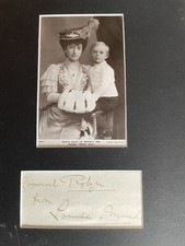 Queen Maud of Norway w Olav Daughter of Edward VII SIGNATURE & Vintage Postcard picture