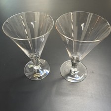Pair Vintage Handmade Cambridge Clear Cocktail Glasses 6.5” Tall 4.25” Wide Nice picture