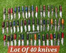 Lot of 40 HANDMADE DAMASCUS SKINNER KNIVES 6inch W SHEATH, WHOLESALE PRICE picture
