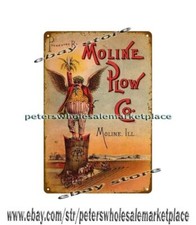 1870s Moline Plow Co. Flying Dutchman horse farmer corn field metal tin sign picture