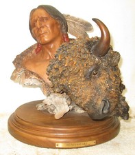 THUNDER HEART Native American Bison Sculpture Joe Slockbower #134 picture