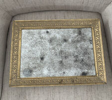 Vintage Aged Mirror Tray Gold Tone Metal Frame Victorian Style 15x11 Gorgeous picture