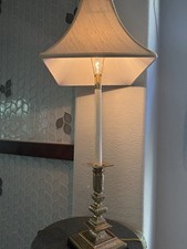 Vintage Frederick Cooper Solid Brass Lamp with Shade Intricate EUC 31β W/shade picture