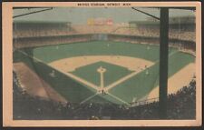 Scarce Detroit Tigers Baseball Lions Football Briggs Stadium Linen Era Postcard picture