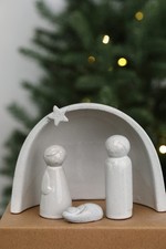 Ceramic Nativity Scene Set - 4Pcs Mini Christmas Tabletop Decor, 4.5