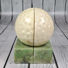 Vintage Italian Marble Alabaster Golf Ball Ball Bookends Carved Stone picture