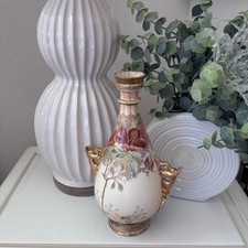 Antique Robert Hanke RH Austria Porcelain Vase Hand Painted Floral Gilt 9” picture