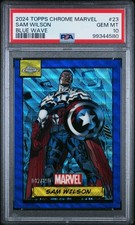 2024 Topps Chrome Marvel Sam Wilson #23 Blue Wave /150 PSA 10 Color Match picture
