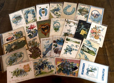 Lot of~25~ Vintage~Greetings~Postcards w.~FORGET-ME-NOTS FLOWERS~in Sleeves-s779 picture