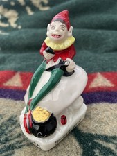 Belleek Irish Vintage RARE Leprechaun Painted 5” Elf Pixie Knome picture