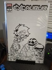 Excalibur #1 Exclusive Marvel Made Variant Skottie Young Black & White picture