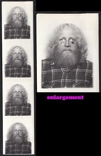 BLOODSHOT EYES LONG HAIR BEARDED FUNKY HIPPY MAN ~ 1960s PHOTOBOOTH PHOTO STRIP picture