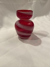 Vtg Mid Century Red Amberina Swirl Cased Glass Bulb Forcing Hyacinth Crocus Vase picture
