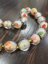 Vintage Reverse Hand Painted Glass Beads, Chinese Deity PRAYER Beads, Artisan picture
