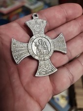 Antique 1892 St Anthony of Padua Aluminum Cross Medal Pope Leo XIII Catholic picture