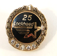 Vintage 10K Gold & Diamond Lockheed 25 Year Employee Service Award Pin picture