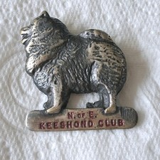 Vintage Pewter North of England KEESHOND CLUB Pin Badge Pomeranian, Dutch Barge picture