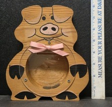 Vintage Wooden Pig Bank Handmade Plexiglass View picture