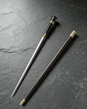 Vintage Dragon Decor Sword Cane | Solid Wood & Aged Brass Display Prop picture