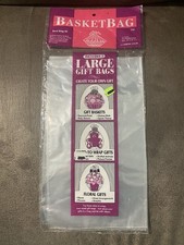Vintage Clear Gift Basket Bags, 2 Bags 22 x 25 X8 Oversized NOS picture