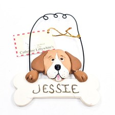 Catherine Lillywhite's Dog Bone Christmas Ornament Lot of 2 DIY Personalize Nam picture