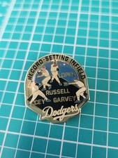 Vtg 1991 LA Dodgers Record Setting Infield Gold Tone Lapel Pin picture