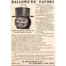 Halloween Jack Lantern Pumpkin B. Shackman & Co NY 1908 Clipping AI6-5 picture