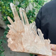 2.9lb Natural Clear PINK White Quartz Crystal Cluster Rough Healing Specimen picture