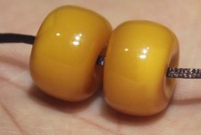 Wonderful Real Pair Tibet Old Buddhist Amber Prayer Beads Mala Jewelry Amulet picture