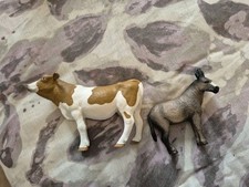 Terra by Battat Farm Animals Figures  Lot SET 2 Cow and  DONKEY  picture