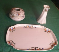 Antique Nippon 3pc Vanity Set Hand Painted Rising Sun Mark 1911-1921 picture